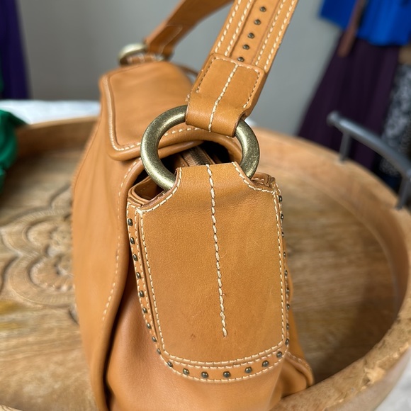 KENNETH COLE New York Camel Tan Leather Studded Bag - Picture 14 of 16